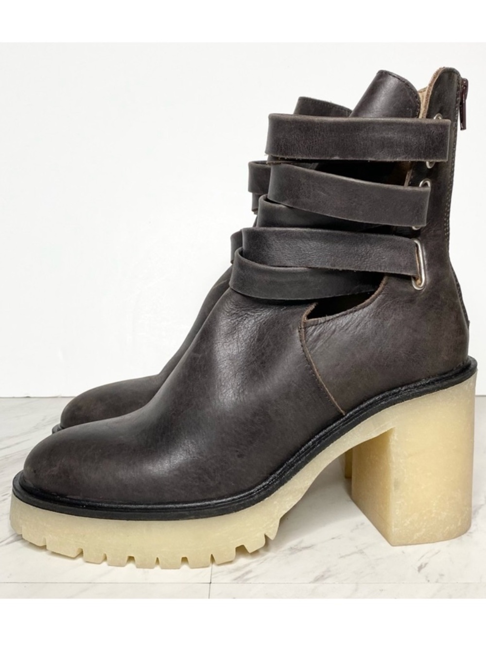 Free People Jesse Leather Strappy Heeled Boot 39.5